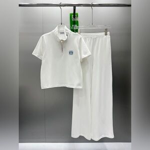 Loewe white Polo shirt and straight-leg pants casual suit